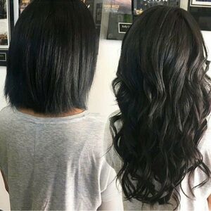 Real Human Hair 18 inch clip in extensions black